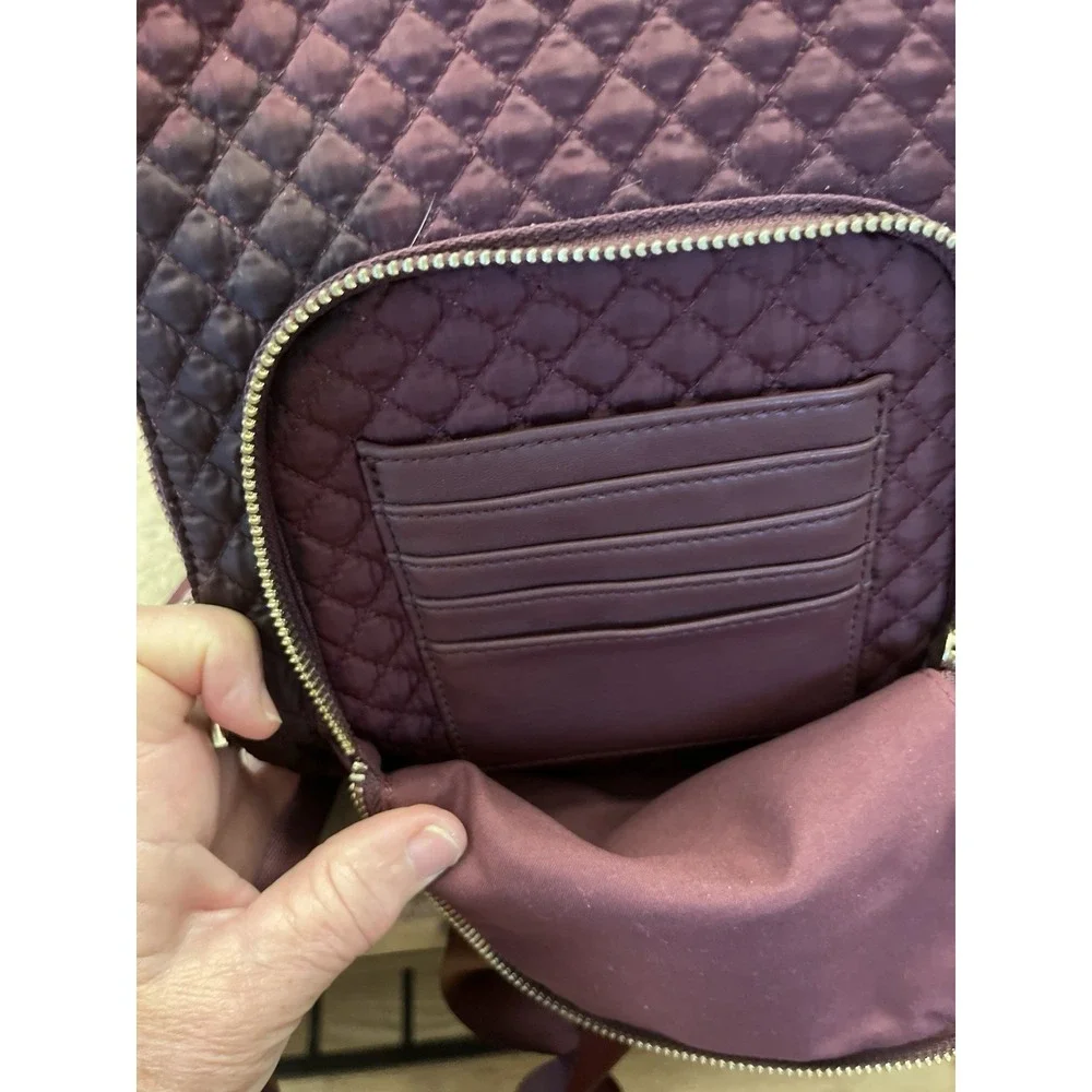 CYNTHIA ROWLEY Mini Backpack Burgundy Quilted NWOT Adjustable Straps 3 Zip UPS